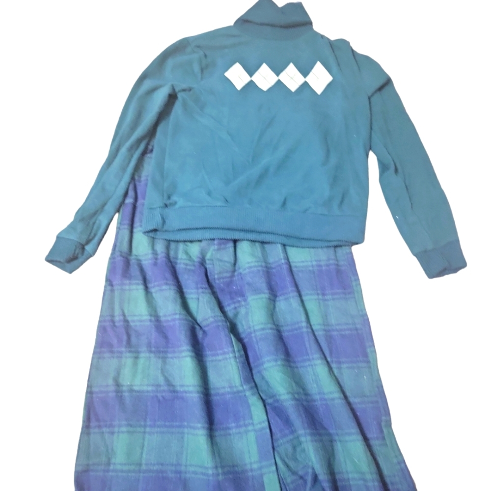 Kensie girl flannel pant set turtle neck Argyle 14